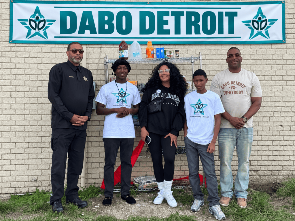 Youth Advisory Council members and partners at the DABO Detroit community food pantry
